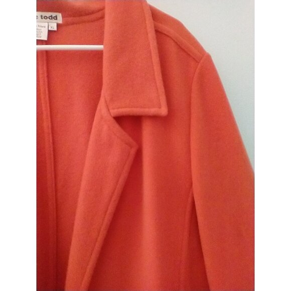 Katie Todd Women's Jacket Wool Blend Open Front Oversized Orange Poland- XL - Picture 2 of 8